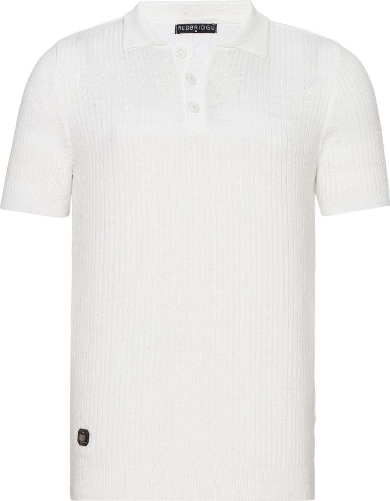 Red Bridge Herren Poloshirt Strick T-Shirt Super Slim Striped Weiß XL