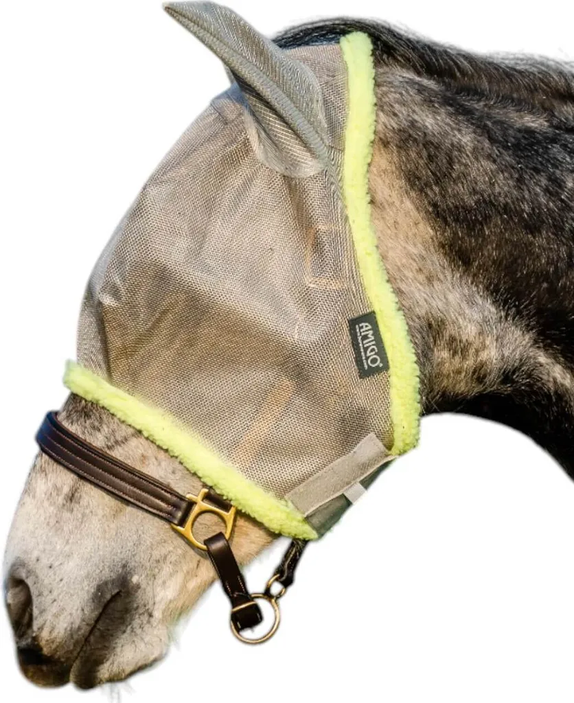 Masque anti-mouches Horseware Amigo Silver Lime Taille Full pour cheval