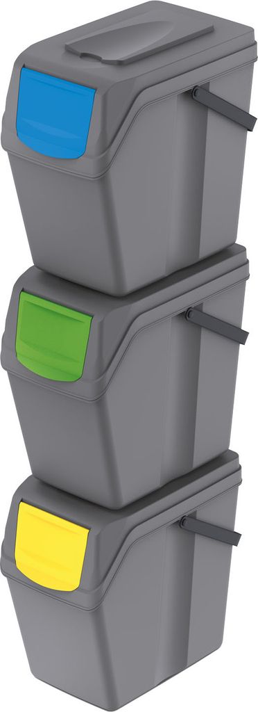 Bac de tri Set de 3 seaux 3x25L gris Tri sélectif Bac de Image du produit 
