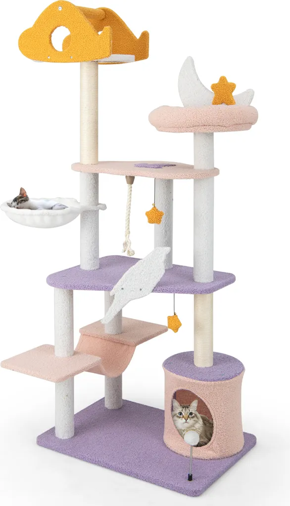 Tiragraffi Moderno COSTWAY 167cm Viola Rosa - Arredo Gatto Chic