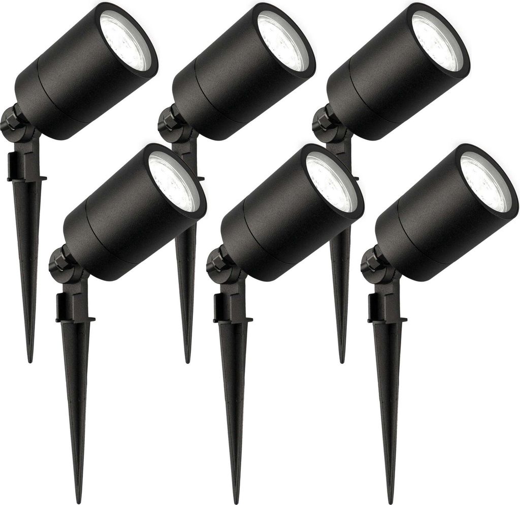 Ledvion - 6X LED Gartenstrahler, 6500K, Schwarz, 5W, IP65, inkl. Schnellanschluss
