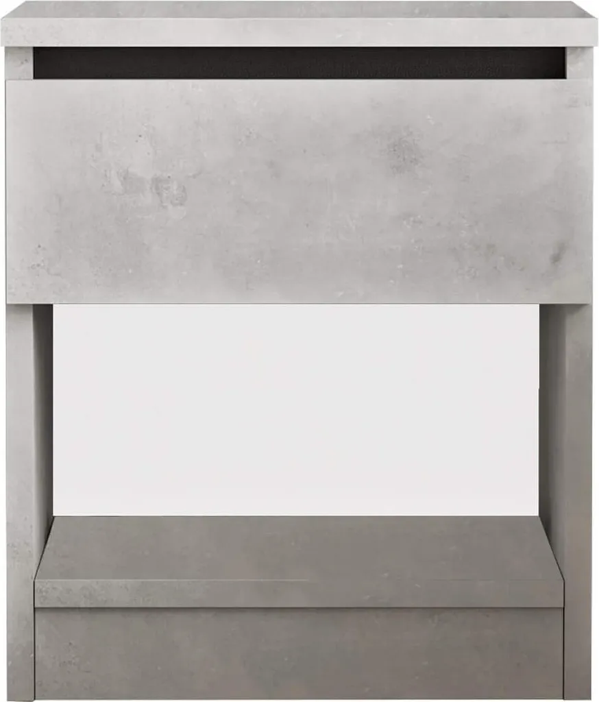 Chevet moderne gris pierre Rebecca Mobili avec rangement 46,5 cm haut