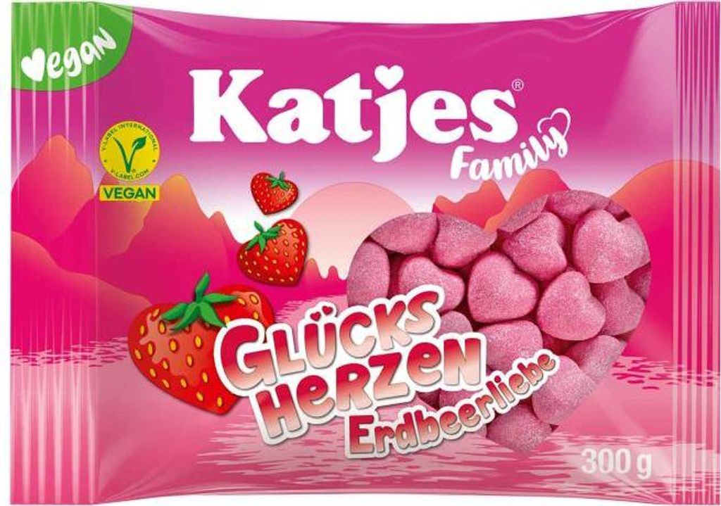 Katjes Family Glücksherzen Erdbeerliebe 300g Produktbild 