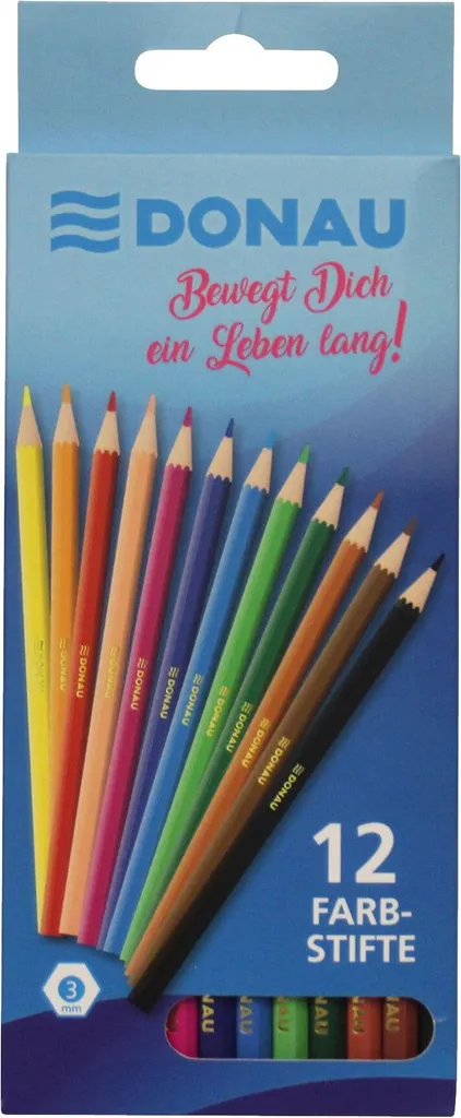 DONAU 3810004-99 Étui de 12 Crayons de Couleur en Carton Recyclable