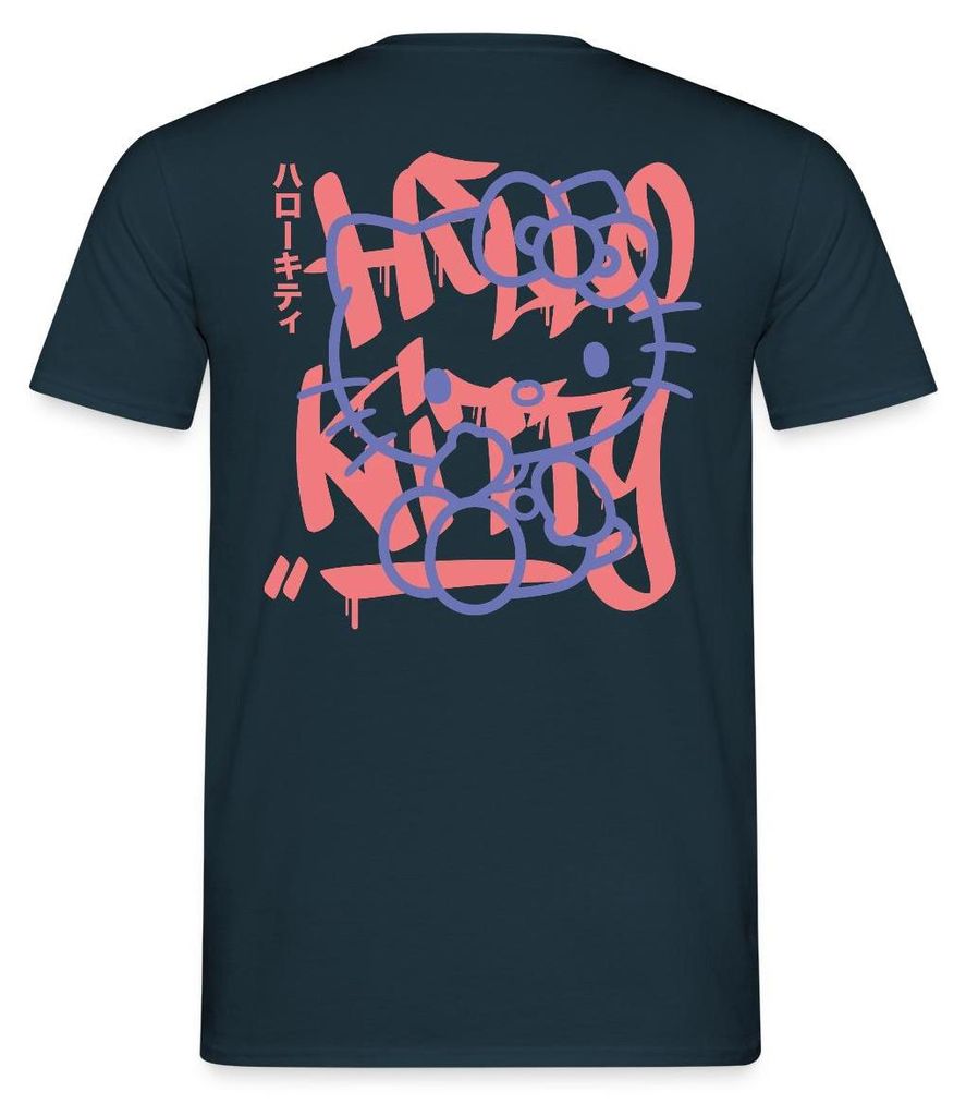 Spreadshirt Hello Kitty Mit Schriftzug Graffiti Stil Männer T-Shirt, 4XL, Navy