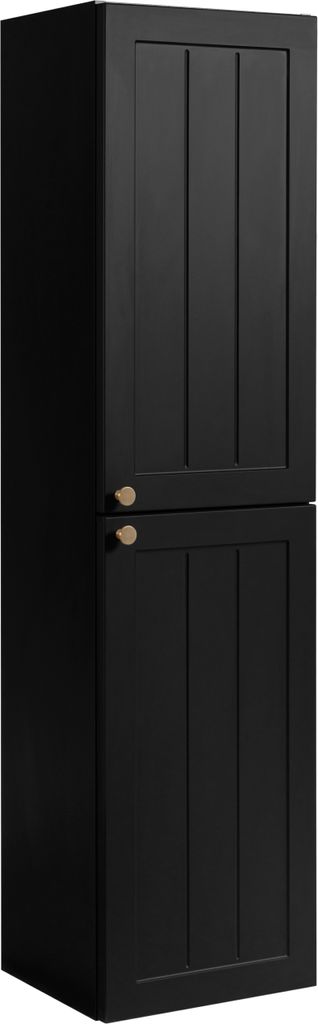 RODAN | Hochschrank - 136 cm - Schwarz - Hochwertige Materialien - MDF - Hänge Badschrank