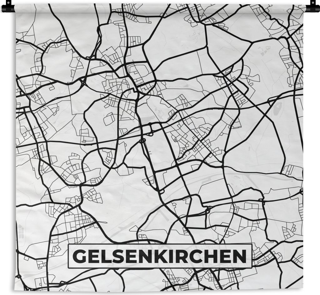 MuchoWow Wandteppich Wandbehang Karte - Gelsenkirchen - Stadtplan 150x150 cm Tapisserie Dekoration Wandtuch - Wohnaccessoires - Modernes