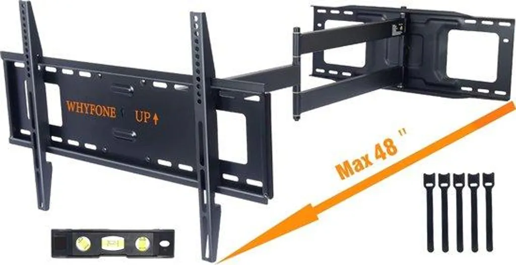 WHYFONE Support TV Mural à Long Bras 122cm Extension - Fixation Robuste