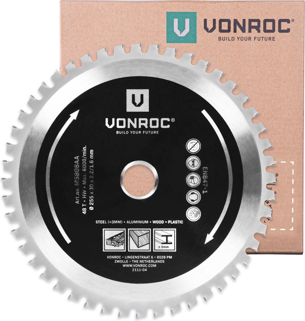 Vonroc Multi-Material-Sägeblatt - 255 x 30mm - 48T - Holz, Produktbild 