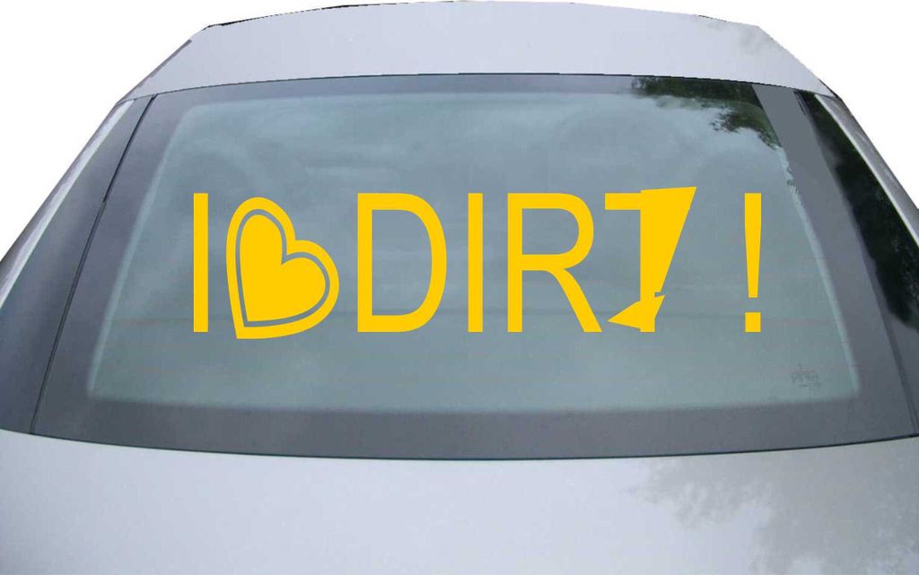 Indigos UG - Aufkleber Heckscheibe & Motorklappe DE7098 - gold - 600x161 mm - I love dirty - Auto Scheiben Fenster Heckklappe Tuning Racing JDM - D...