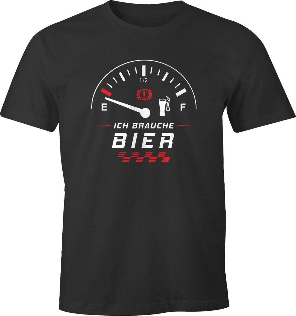 Herren T-Shirt Ich brauche Bier Tankanzeige lustiges Party Shirt Saufen Bier Moonworks anthrazit XXL
