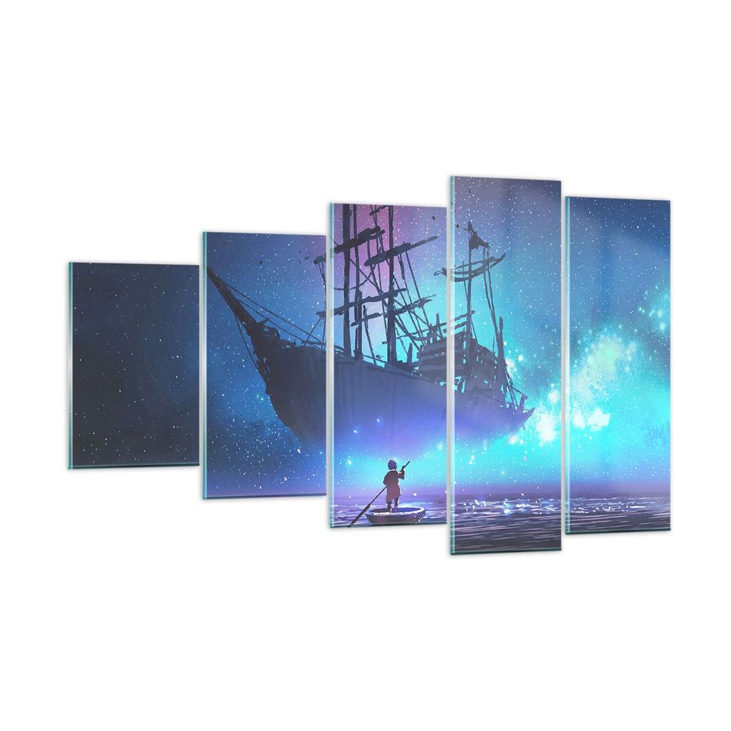 Bilder auf glas - Märchen Segelschiff - 100x60cm - Glasbilder - Wandbilder - Kunstdruck - zum Aufhängen bereit - Wanddekoration aus Glas - Glas B...