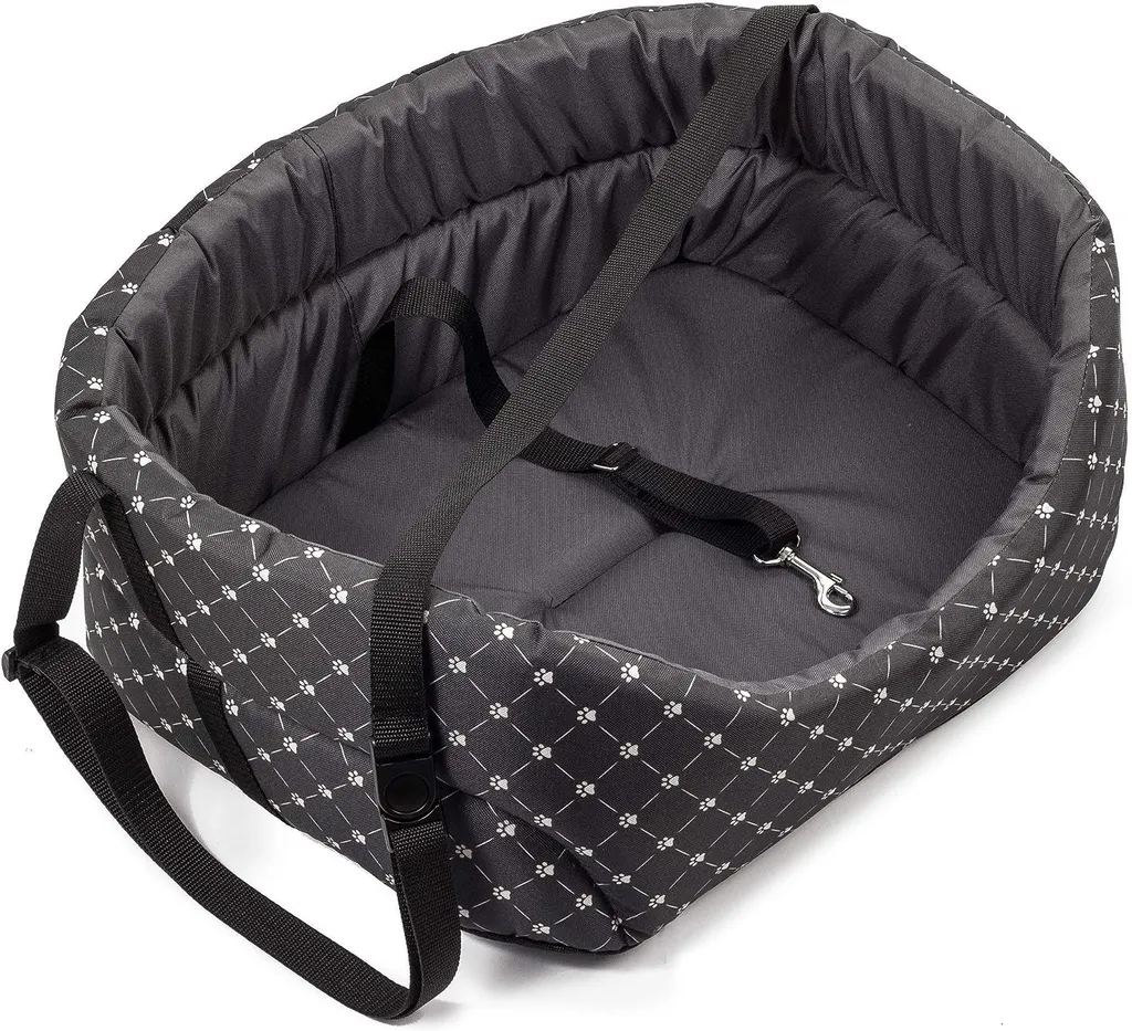 Seggiolino Cani Auto Pieghevole Nero - Borsa Trasporto Motivo S Semplice