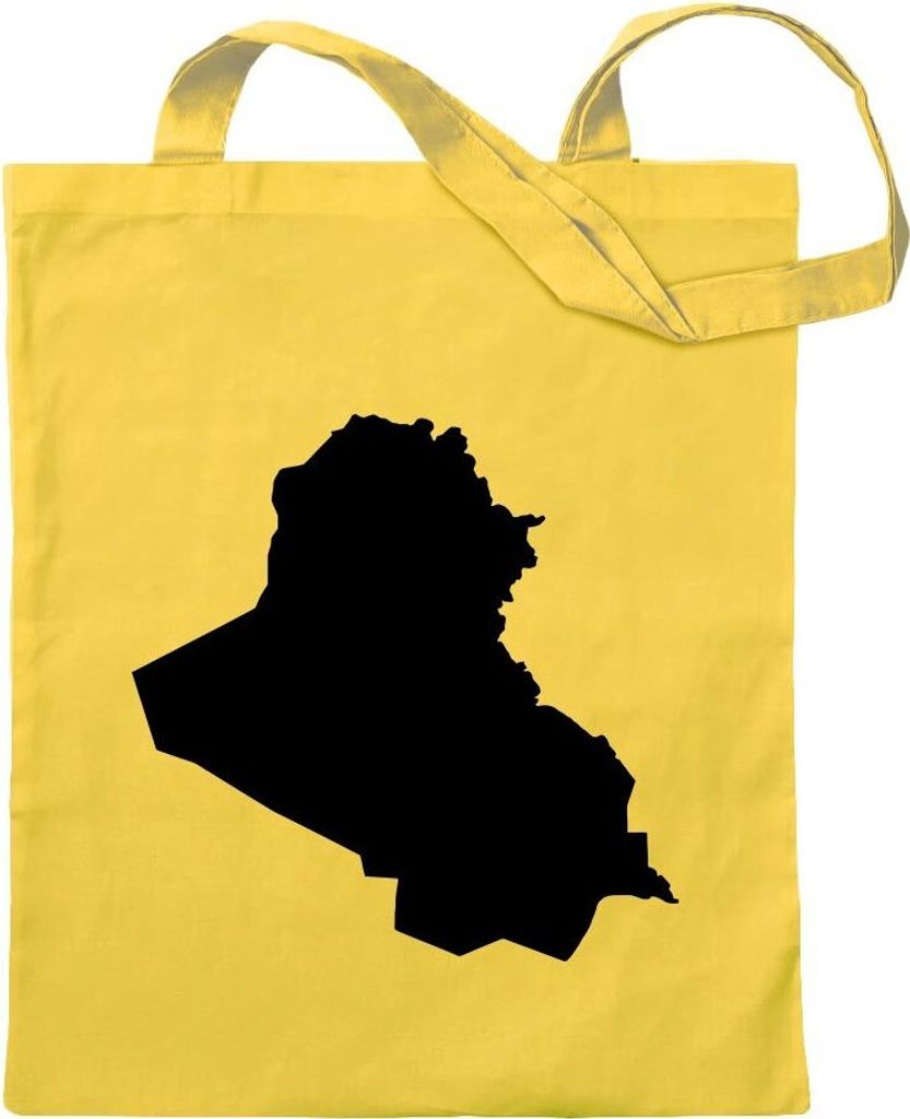 Kiwistar - Baumwolltasche - gelb - Irak Umriss Kontur - Tragetasche Stoffbeutel Umhängetasche Langer Henkel