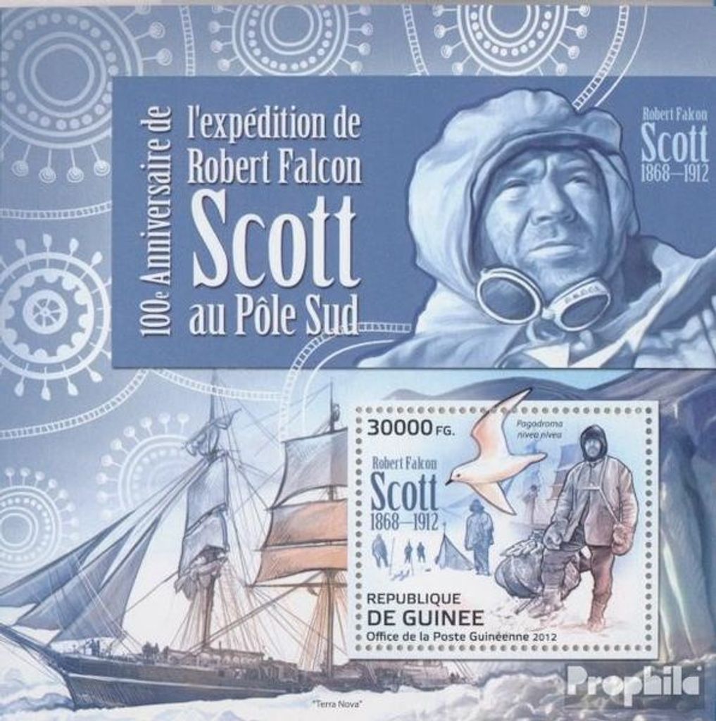 Briefmarken Guinea 2012 Mi Block 2095 (kompl. Ausgabe) postfrisch Robert Falcon Scott (1868-1912)