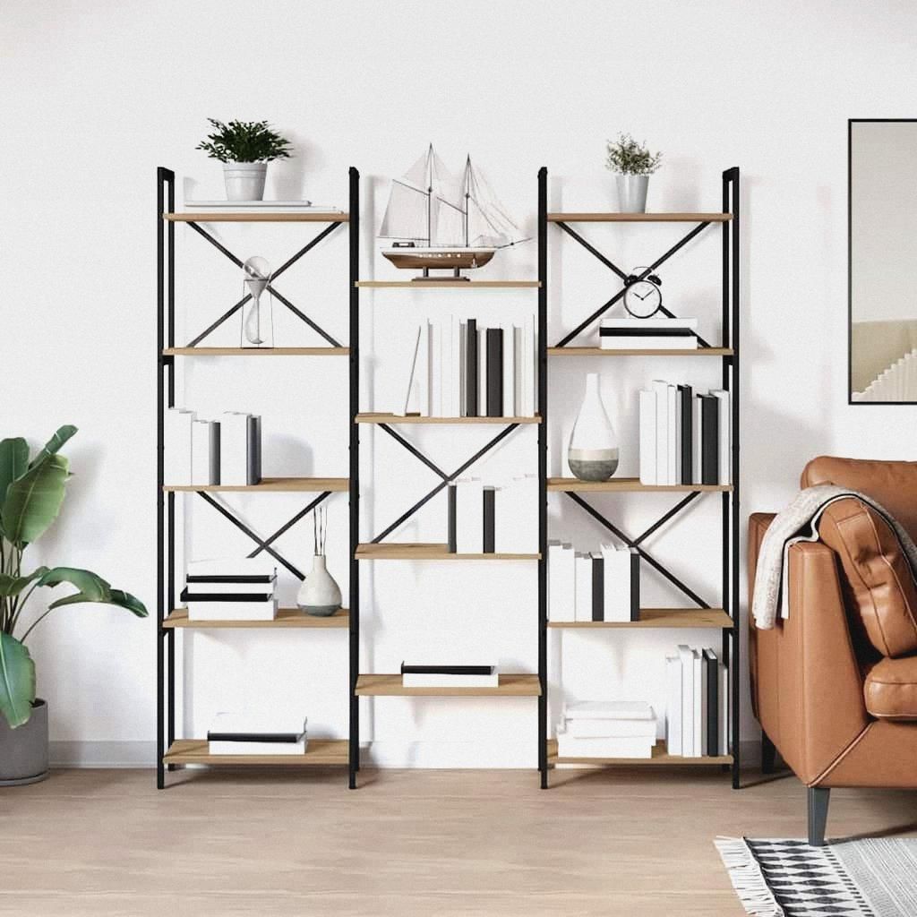 Bücherregal Artisan-Eiche 156 x 25 x 167 cm Holzwerkstoff Lagerregal für Garage, Abstellraum, Kellerregal