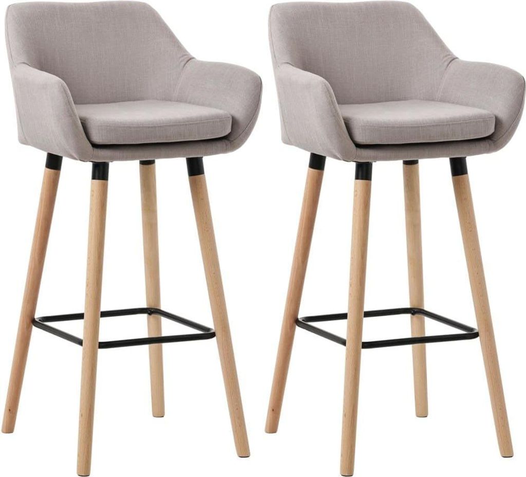 2-teiliges Set Barhocker – Hochstühle – Bequeme Rückenlehne – Gestell aus Buchenholz | Farbe: Taupe