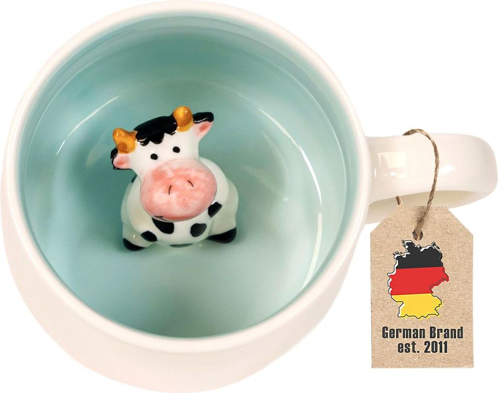 Intirilife Kaffeetasse 3D Teetasse mit Kuh - 300 ml Produktbild 