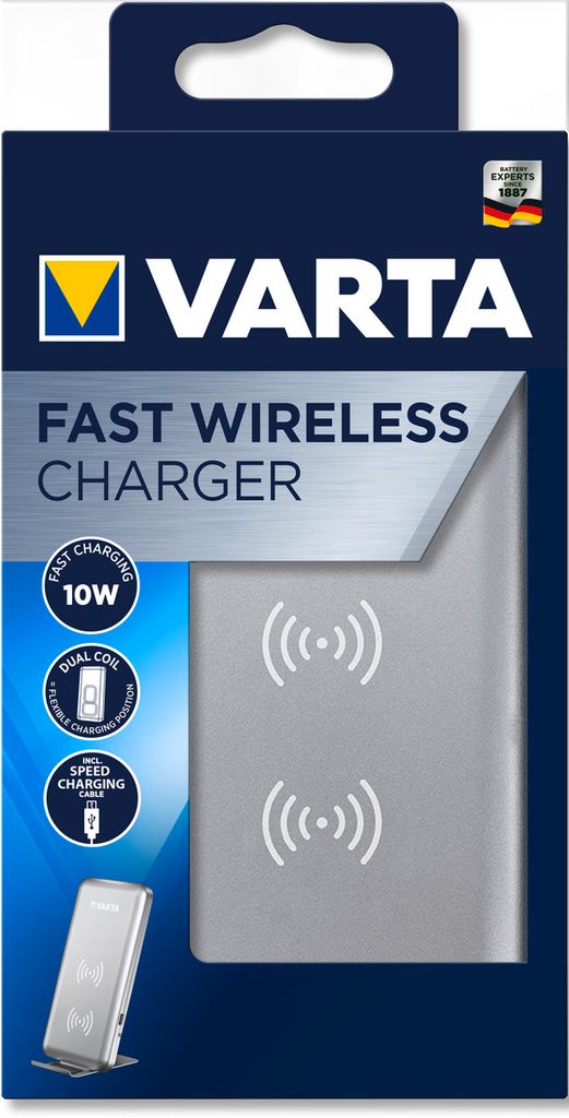 VARTA Ladegerät "Fast Wireless Charger" silber