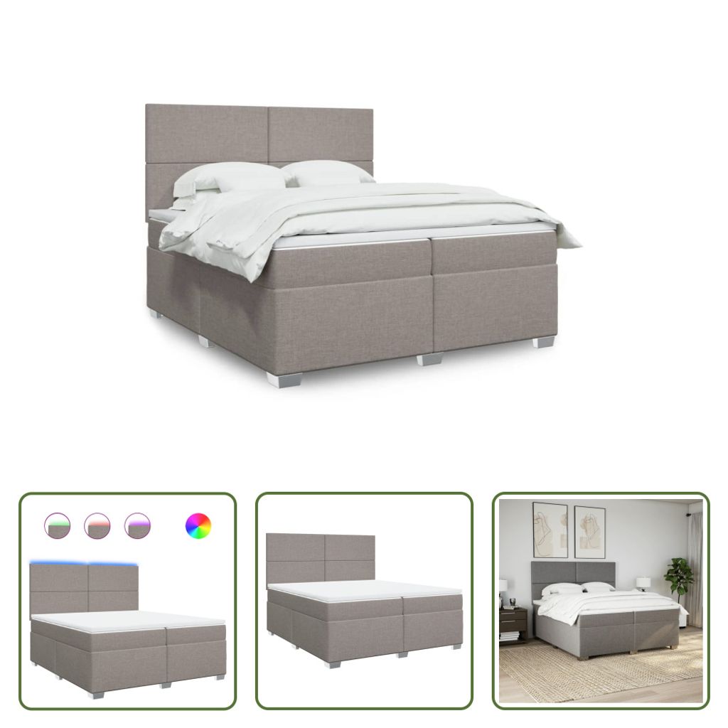 The Living Store Boxspringbett mit Matratze Taupe 200x200 cm Stoff