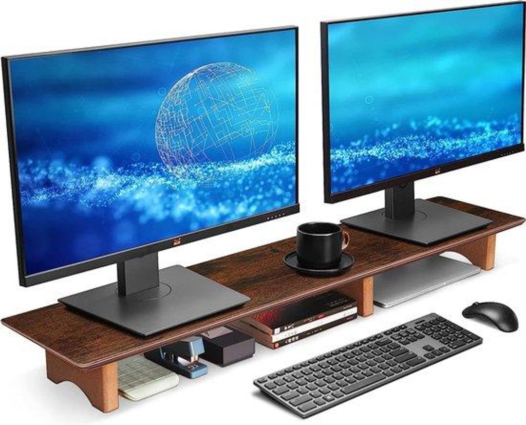 Holzlatten-Stand für Computerbildschirme, Holzklammern mit stabilen Holzbasisplatten für massive Computer, Laptops, Fernseher und PCs, perfekter ...