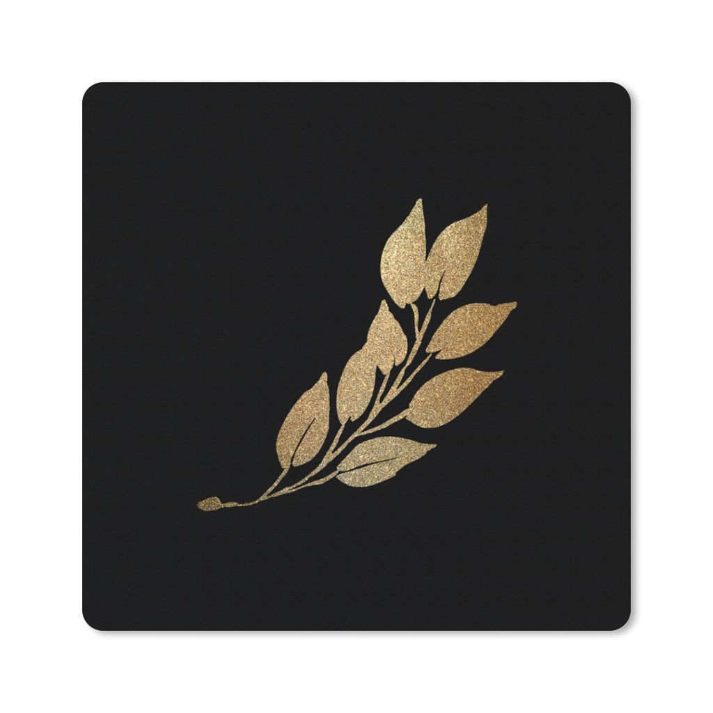 MuchoWow Mauspad Mousepad Gold - Blatt - Zweig 20x20 cm - Mousepads - Maus Mat - Pad - Mausunterlage - Desk Mat - Bureauartikeln