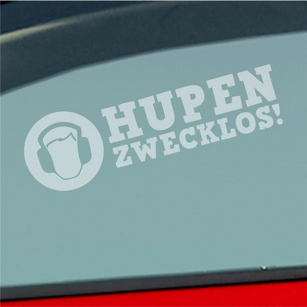 Auto Aufkleber Hupen zwecklos! Kopfhörer Style 15x5 cm Milchglas Sticker Heckscheibenaufkleber