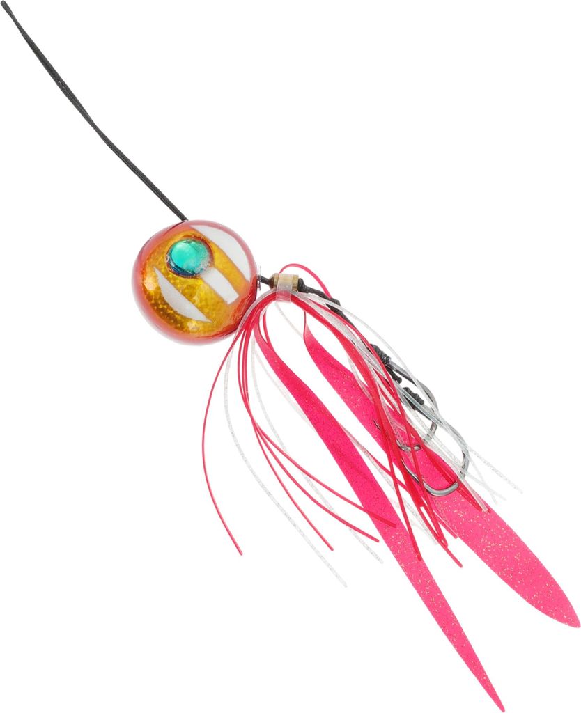 Angeln Teaser, 80g Rockenschwanzköder, Augapfel-förmige Angelköder, Flunder-Rig Bucktail Teaser, Flunder Seebarsch Angelteaser, Rot-Gold-Ton