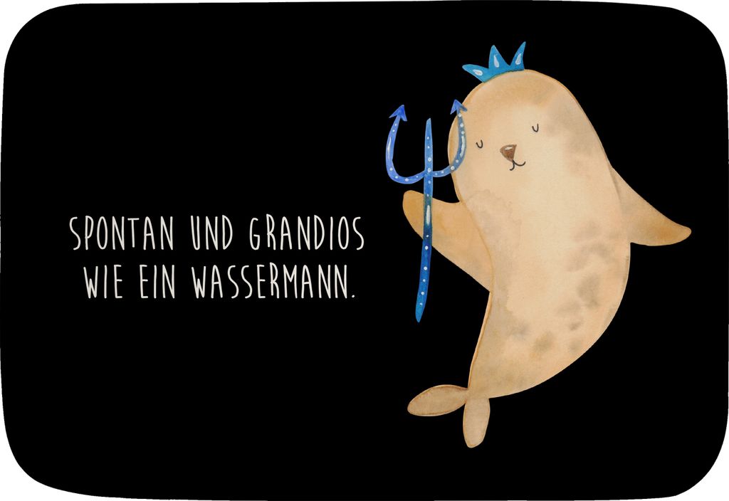 Mr. & Mrs. Panda badezimmer läufer Sternzeichen Wassermann - Schwarz - Geschenk, Badteppich, Badematte, Meermann, Duschvorleger, duschmatte, Gebur...