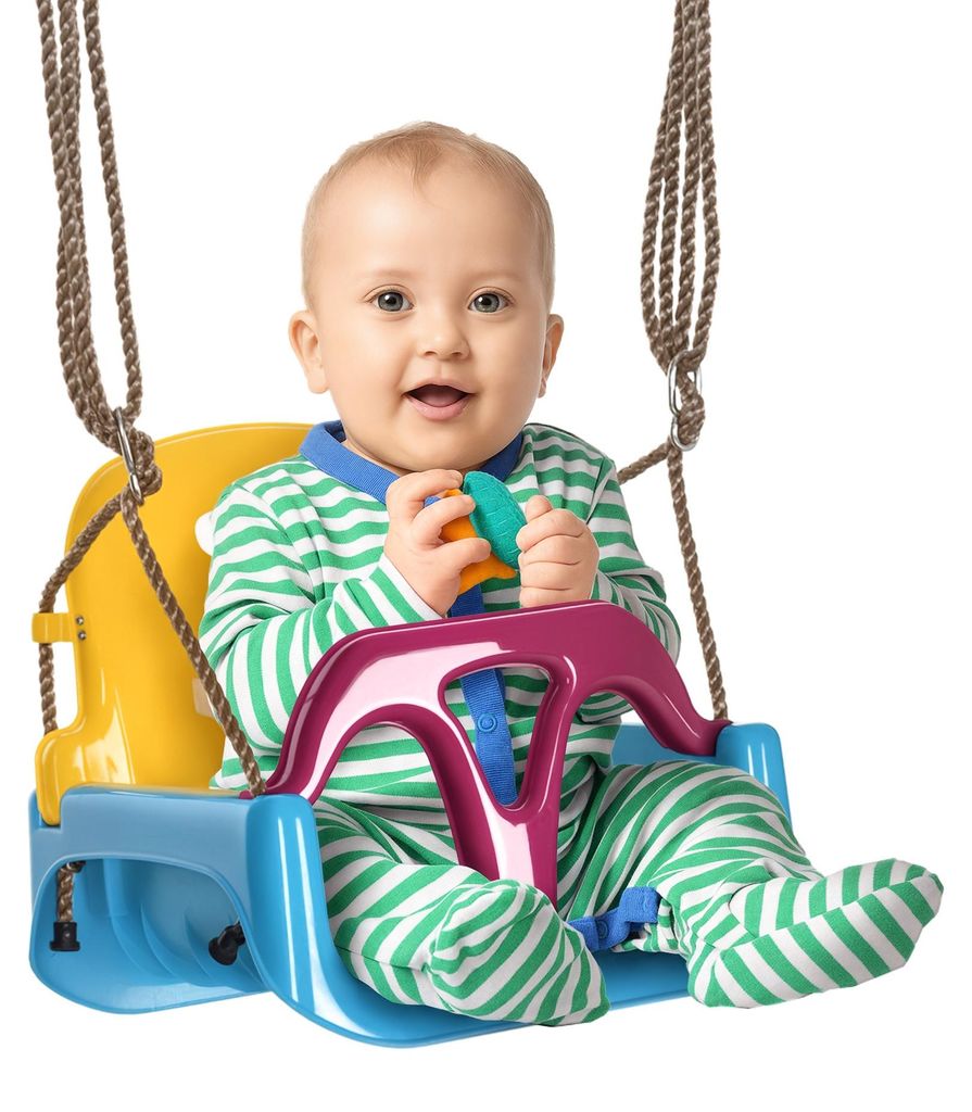 Outsunny 3-in-1 Babyschaukel, Kinderschaukel mit verstellbarem Seil, Blau