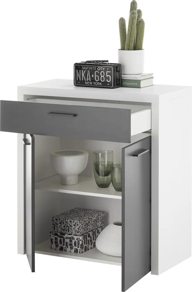 Commode Compacte Modica Blanche 82cm : Finition Haute Qualité