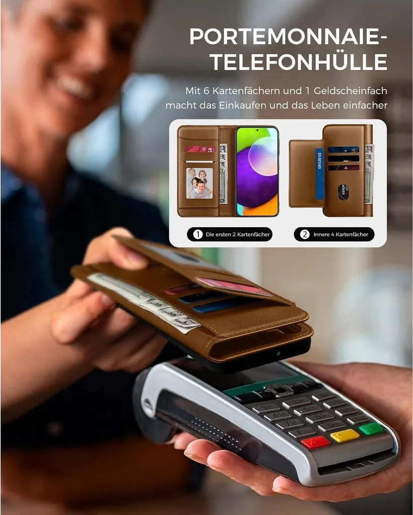 Custodia Samsung A52S 5G Marrone Robusta con Stand e Vetro Blindato - 6