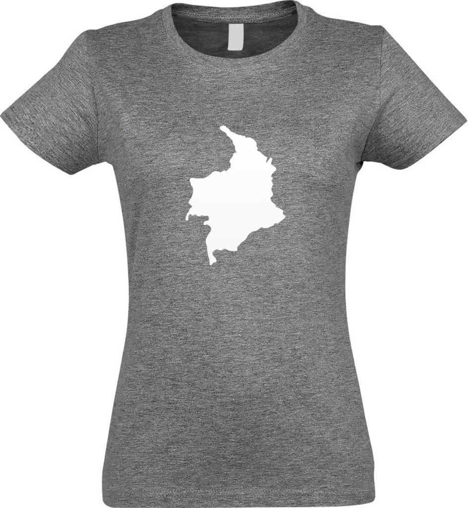 Kiwistar - T-Shirt tailliert - Damen - Graumeliert - Kolumbien Umriss Kontur - mit Motiv Bedruckt - Funshirt Design - Sport - Freizeit - Damen - M