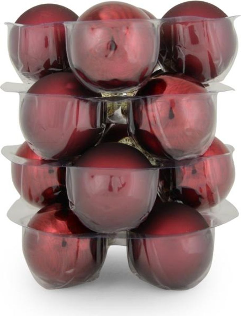 Weihnachtskugeln aus Glas | Ø 4 cm | 16er Set in Burgund Produktbild 