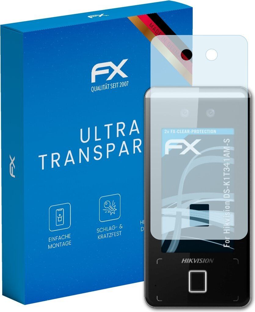 atFoliX FX-Clear 2x Schutzfolie kompatibel mit Hikvision DS-K1T341AM-S Displayschutzfolie