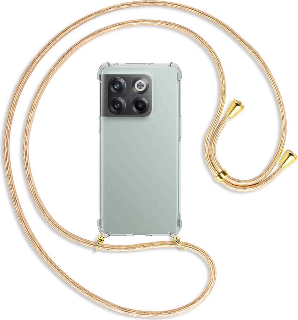 Handykette Backcover-Schutzhülle mit Band (Metall goldfarben) für OnePlus 10T 5G (6.7'') - Goldkordel