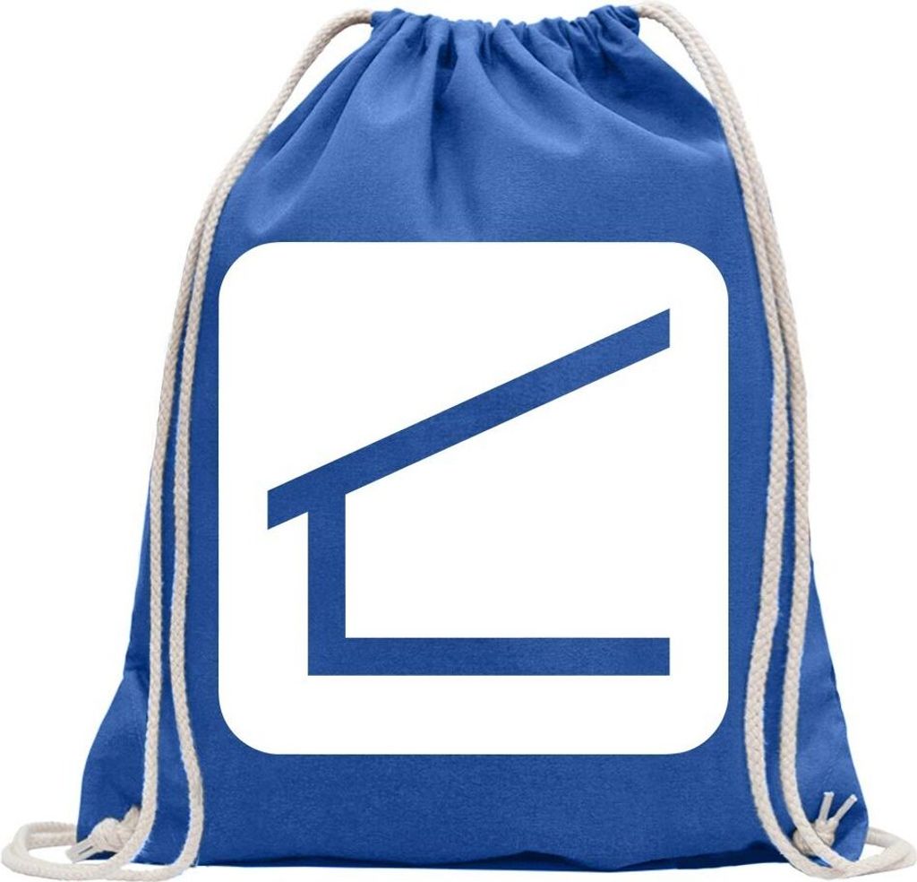 Kiwistar - Turnbeutel - royal - Unterstand Schutz Piktogramme - Fun Rucksack Sport Beutel Gymsack Baumwolle mit Ziehgurt