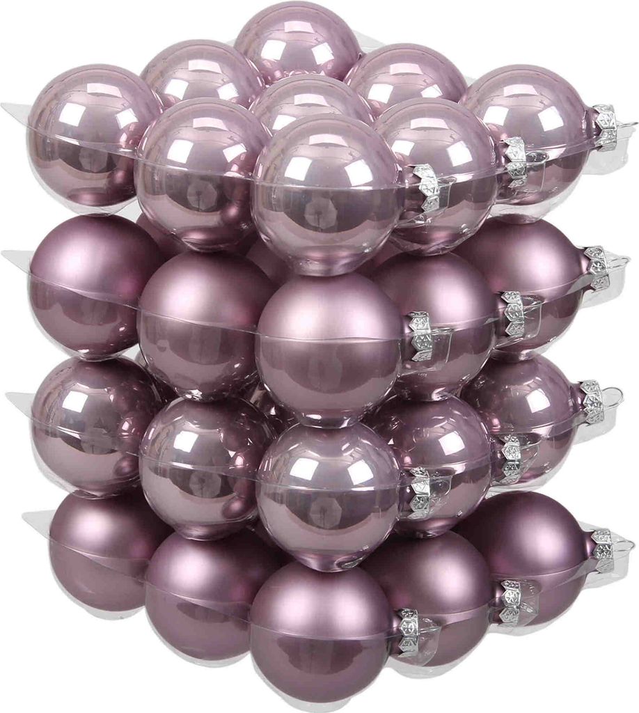 36 Christbaumkugeln Glas Weihnachtskugel Kugel 57mm 5,7cm Baumschmuck Weihnachten, Farbe:lilac sage