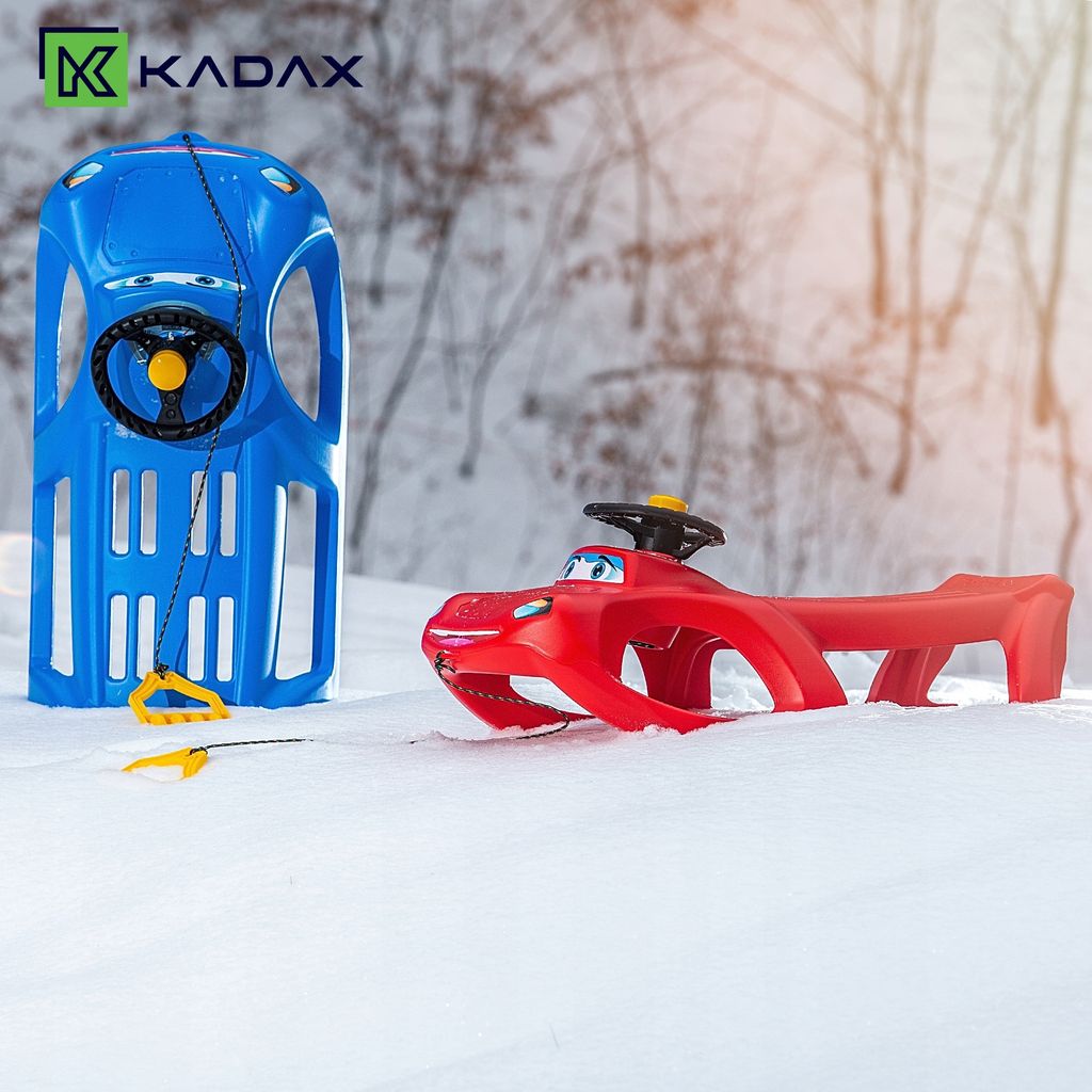 KADAX Kunststoffschlitten mit Lenkrad und Hupe, 91x45x37cm Produktbild 12