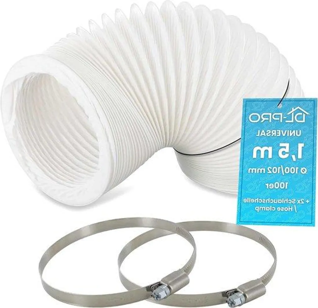 Conduit d'évacuation d'air 15m Ø 100mm avec colliers de serrage inox