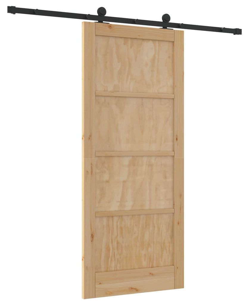 Posuvné dvere Prírodná a čierna 86 x 198,5 cm Borovicový Obrázok produktu 