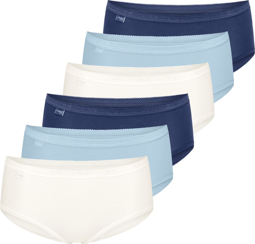 sloggi 6er Pack Basic+ Midi Slip Im praktischen Mehrfachpack, Mit kleinem Logo auf der Vorderseite, Langjähriger