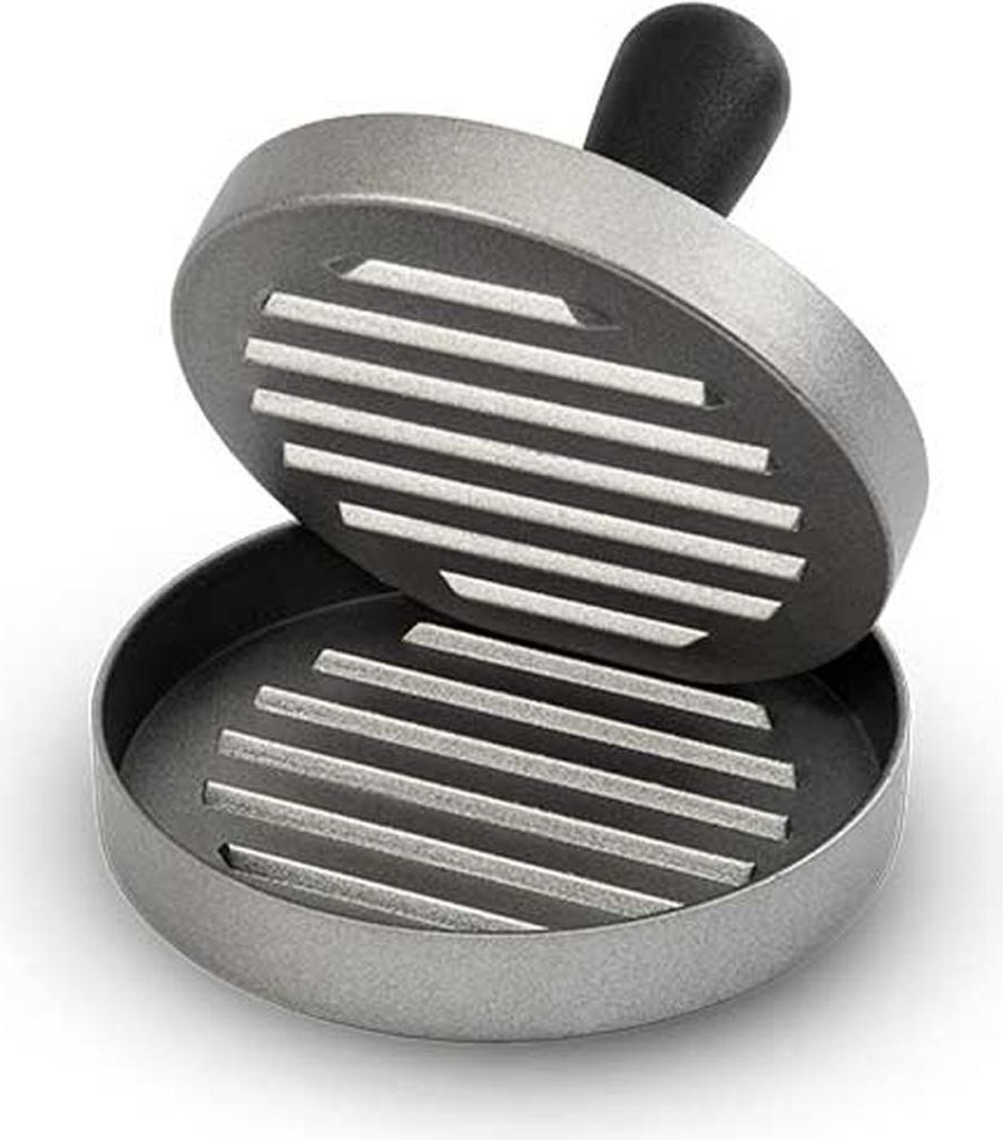 NATUMO Burgerpresse Antihaft (Ø 11cm, 200g), Alu-Guss Hamburgerpresse, Burger Pattie Presse für Fleisch-Pattys & Gemüseburger