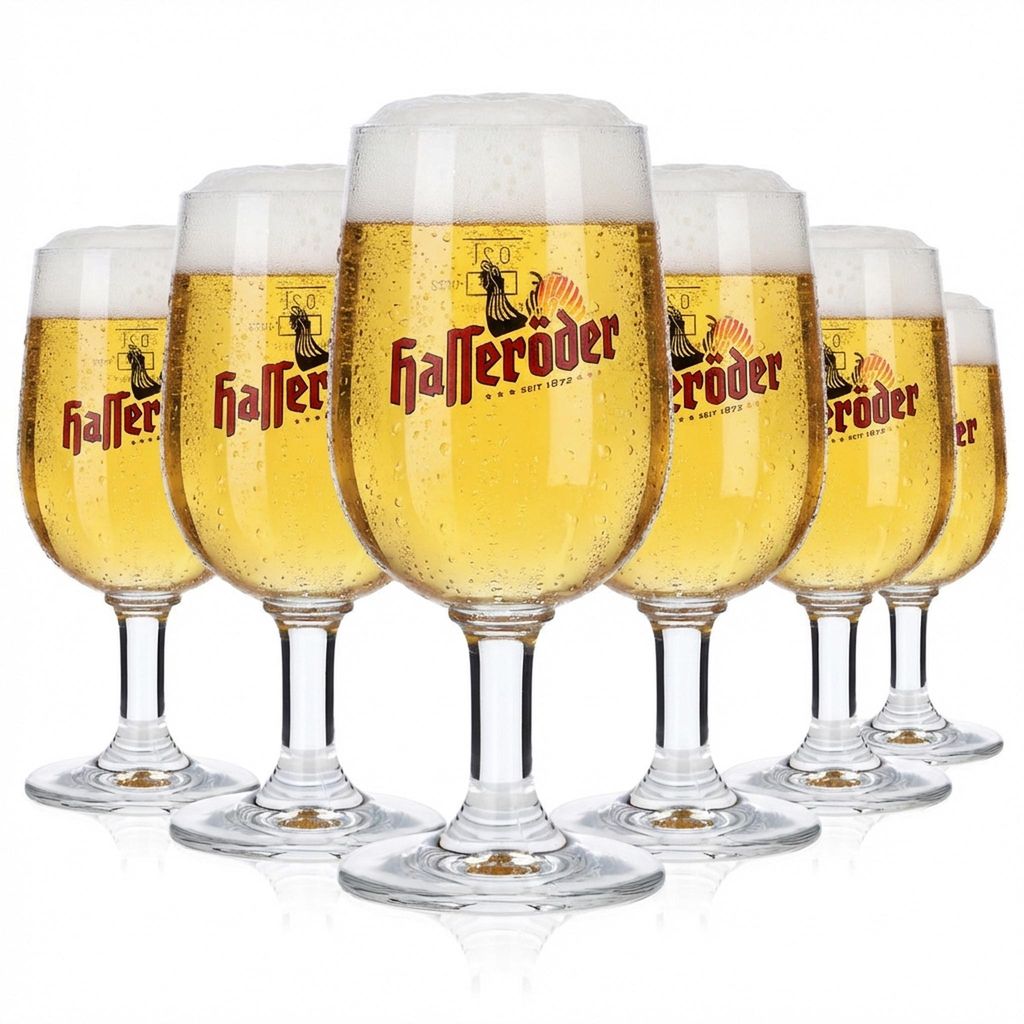 6x Hasseröder Bier Glas Biergläser 0,2l Pokalgläser Produktbild 