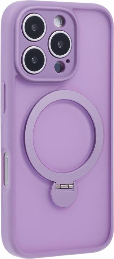 iPhone 16 Pro Hülle - Coverup Transparent Silikon Back Cover mit 360° MagSafe Compatible Ring Kickstand - Violett