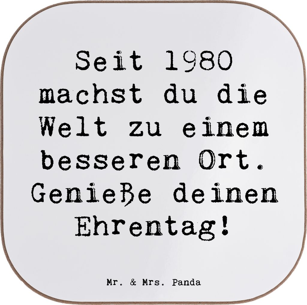 Mr. & Mrs. Panda party untersetzer Spruch 1980 Geburtstag - Weiß - Geschenk, Tischschoner, Welt erhellt, Geburtstagsgeschenk, für Gläser, Happy ...