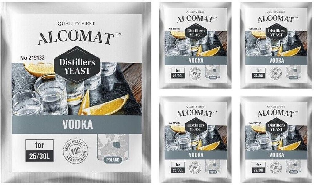 Vodka Distillers Yeast ALCOMAT Alkohol Yeast |Gärhefe | Hefe | Brennhefe | Rum, 5 Stück
