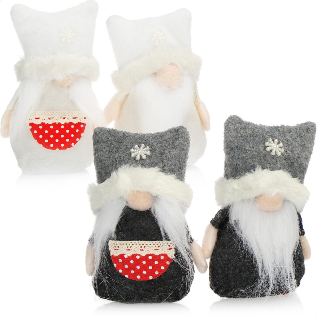 COM-FOUR 4x Premium Weihnachts-Wichtelpaar Gr.S für die Weihnachtsdeko, Nordpol-Figuren als winterliche Dekoartikel, Niedlicher Zwerg mit Doppel...