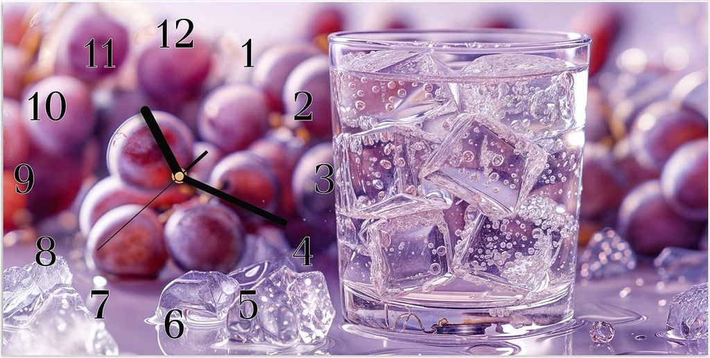 Wanduhr aus Glas mit Motiv Traubeneisgetränk- 60 x 30 cm - inkl. Aufhängesystem