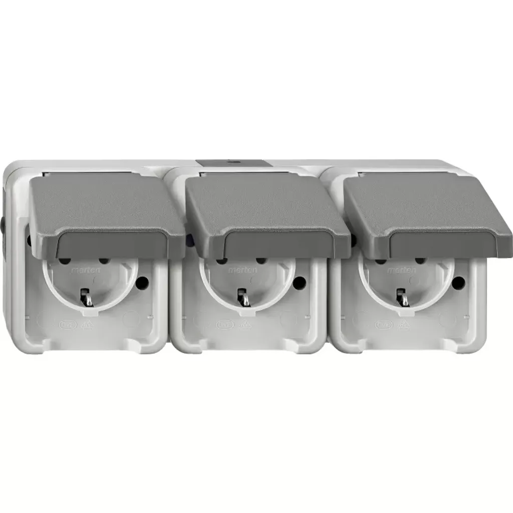 Prise de courant triple Merten 16A horizontale 223mm - Réf 4074953